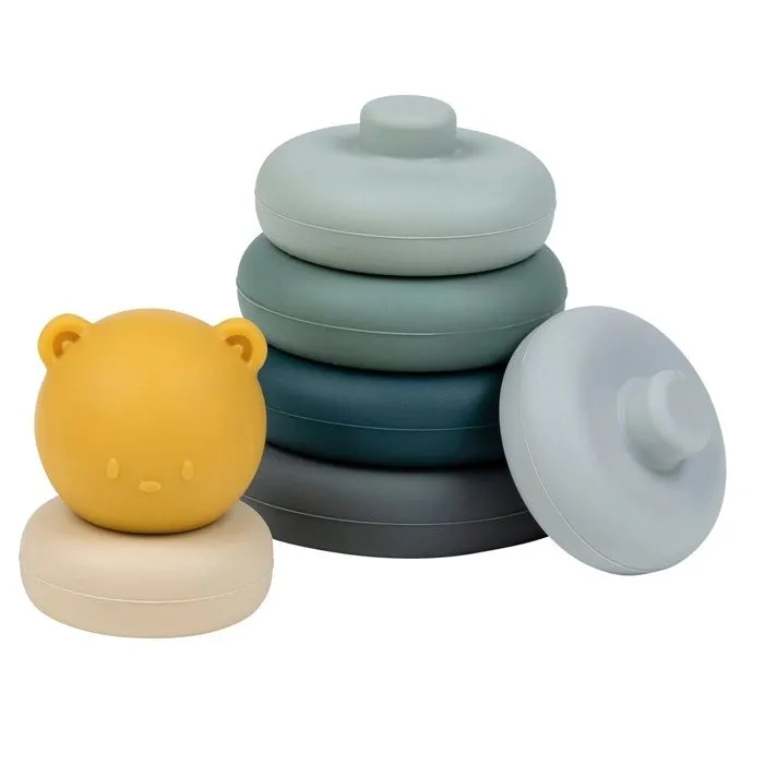 Jouet d'éveil - Nattou - Tour à empiler en silicone - 6 anneaux - Tête d'ours - Mixte-1