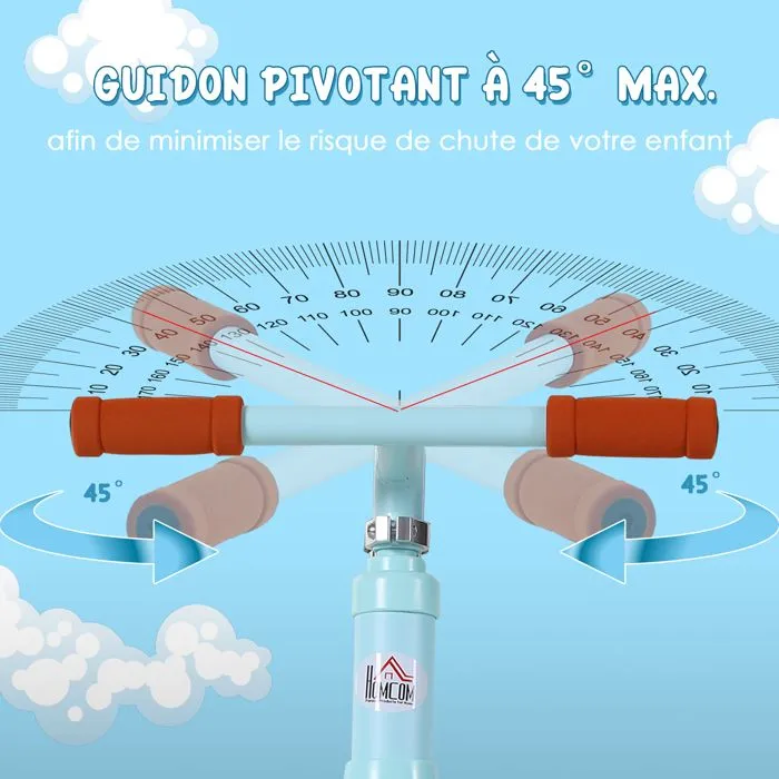 Draisienne enfant roues 12" suspension selle hauteur réglable acier bleu ciel-4