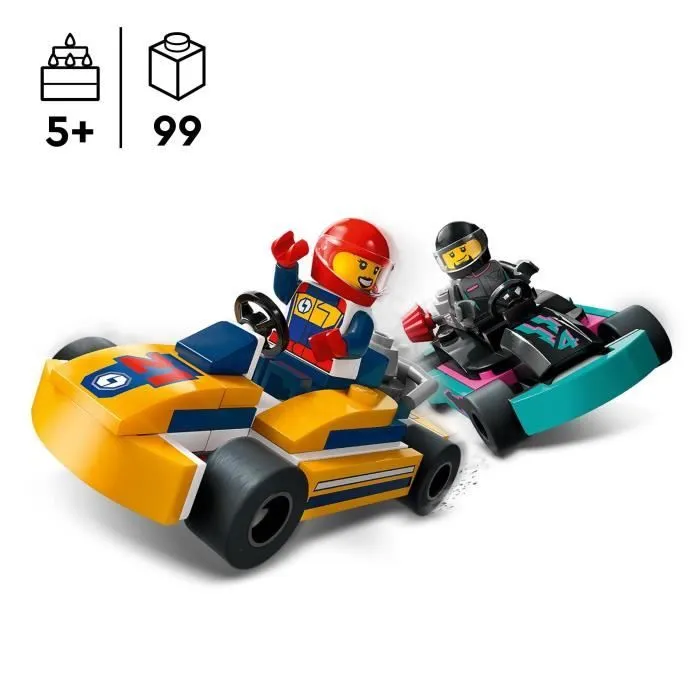 LEGO® 60400 City Les Karts et les Pilotes de Course, Jouet avec 2 Karting, avec 2 Minifigurines de Pilotes de Voitures-1