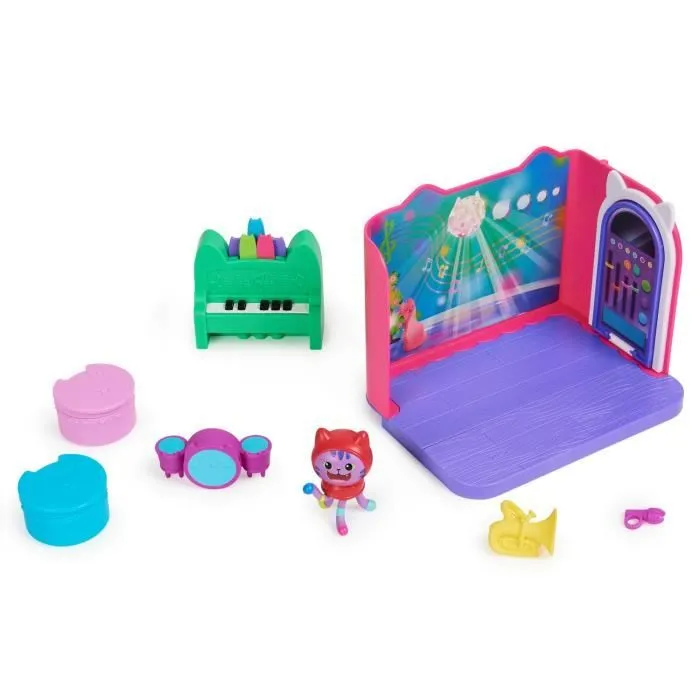 Gabby et la Maison Magique - Playset Deluxe La Salle de Musique de DJ Miaou - 1 figurine + accessoires-2
