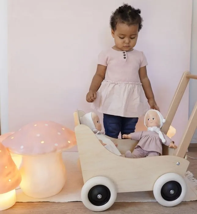 Landau en bois - Jouets par univers - Hêtre - Tissus naturels - 53x33x52 cm - Mixte 3 ans-1