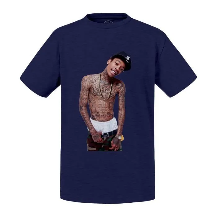T-shirt Enfant Bleu Wiz Khalifa Us Hip Hop Rap Star-0