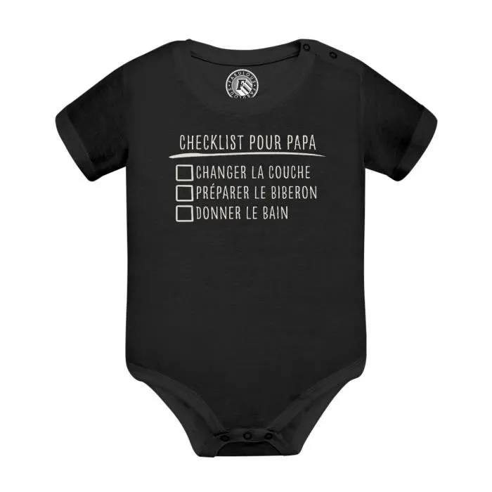 Body Bébé Manche Courte Noir Checklist Pour Papa Blague Humour Bébé Parents-0