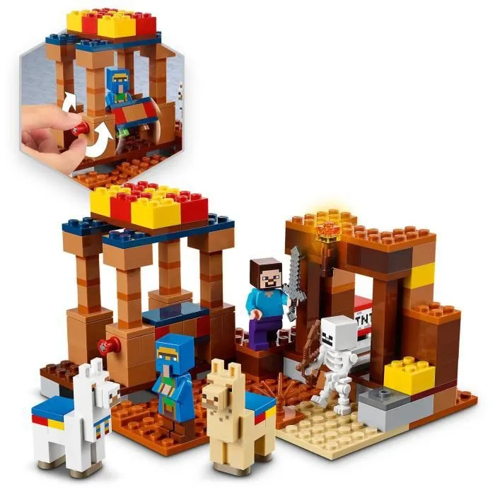 LEGO® Minecraft 21167 Le Comptoir d'Échange, Jouet avec Figurines Steve, Squelette et Lamas-2