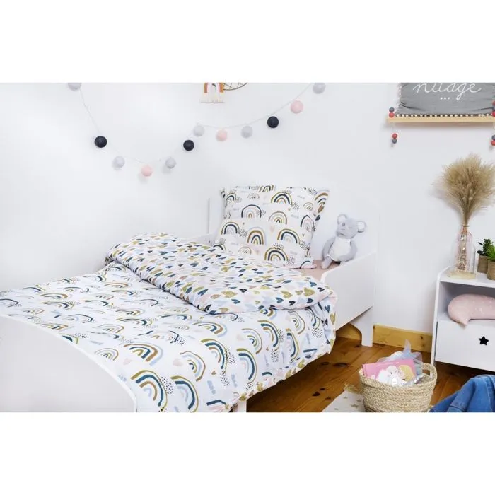 Housse de couette 200x200 + 2 taies d100% coton Arcoeur-1