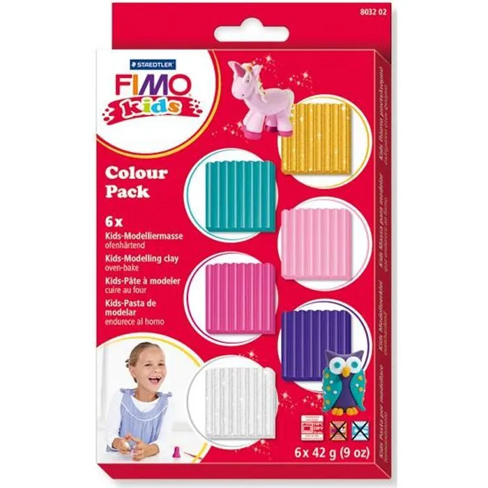 Pâte à modeler polymère - Fimo - Kids - Kit 6 couleurs - Non toxique - Souple - 42g-0