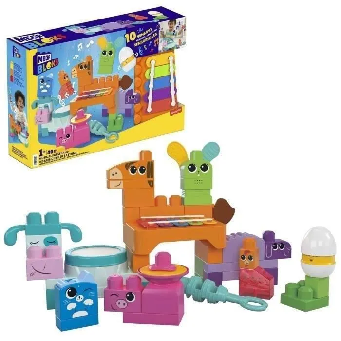 MEGA BLOKS-Les Musiciens de la Ferme-Jouet sensoriel (45 pcs) HPB46-0
