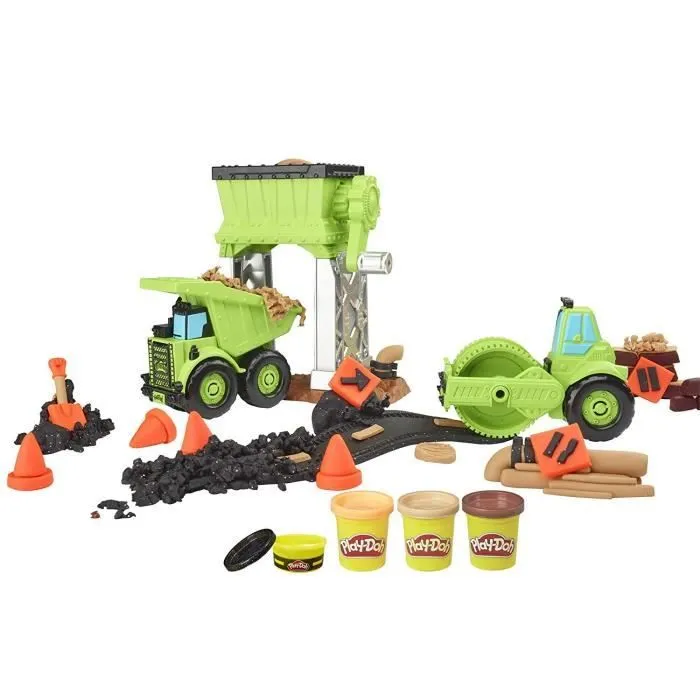 PLAY-DOH Wheels - Pâte à modeler - Le Chantier - Camion benne et rouleau compresseur-4