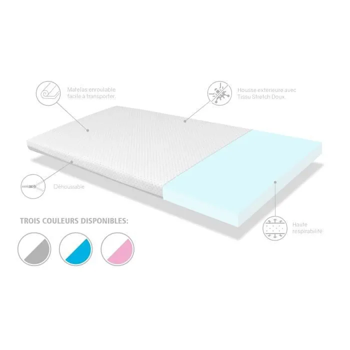 Matelas Voyage BÉBÉ MIMO 120X60 GRIS Épaisseur 5 CM - Déhoussable , lavable, facile à transporter LIT PARAPLUIE-2