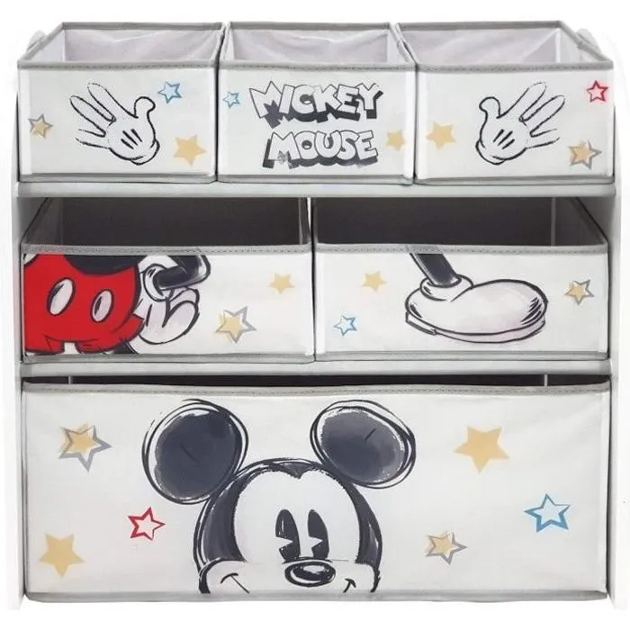 Meuble de Rangement Disney - Mickey Mouse - 6 tiroirs en tissu - Blanc-0