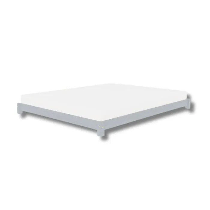 Lit double TATAMI - Benlemi - Bois massif - Gris - 200 x 200 cm - Capacité 300 kg-3