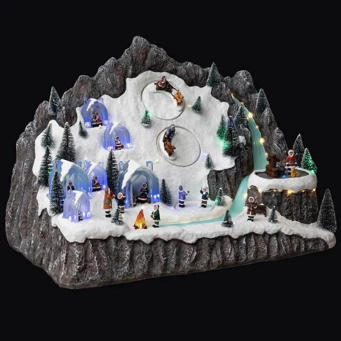Village de Noël animé - Feeric lights - Eskimo - 62 LED - Multicolore - 57 cm-0