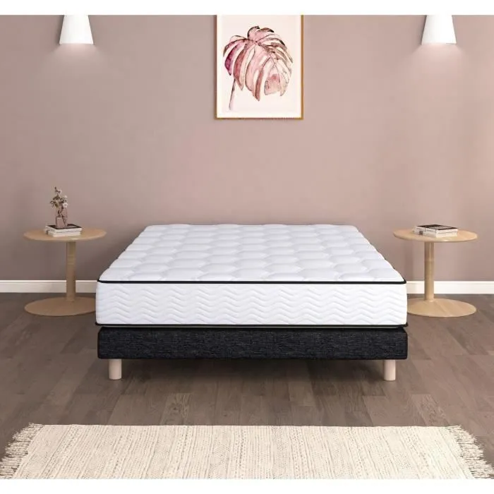URBAN Collections PARIS Ensemble sommier et matelas 160 x 200 cm- 960 Ressorts ensachés et mémoire de forme - 24 cm - Ferme-0