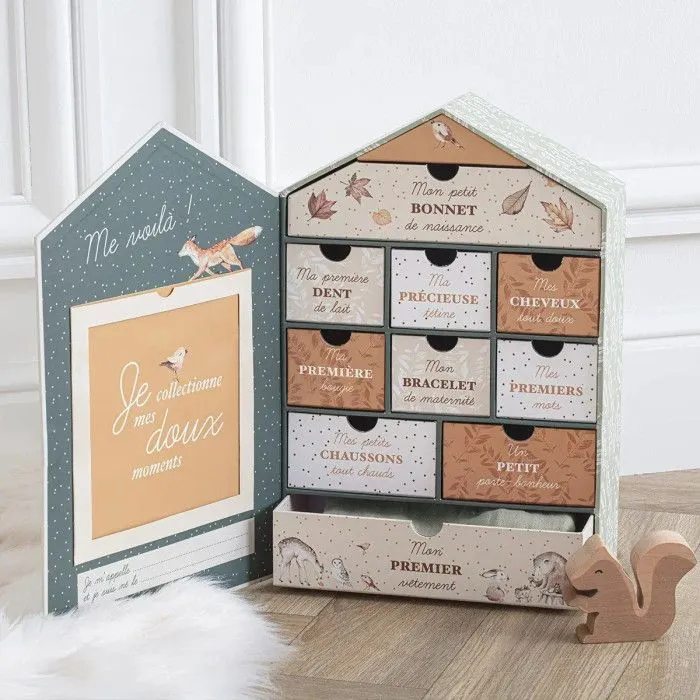Coffret de naissance maison "Forêt" H30 -5 cm - Vert - Atmosphera createur d'interieur-3