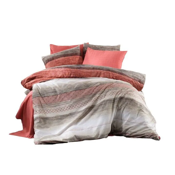 Parure de lit imprimée - SHADE - Orange - 140x200 - 1 housse de couette - 2 taies d'oreillers-0
