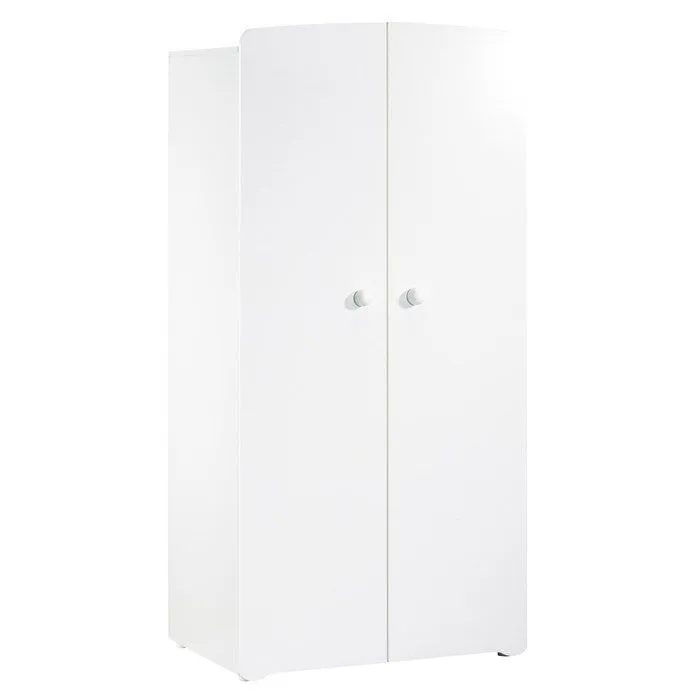 Armoire bébé Basic - Blanche - Boutons boule blanc - 2 portes - Babyprice-0