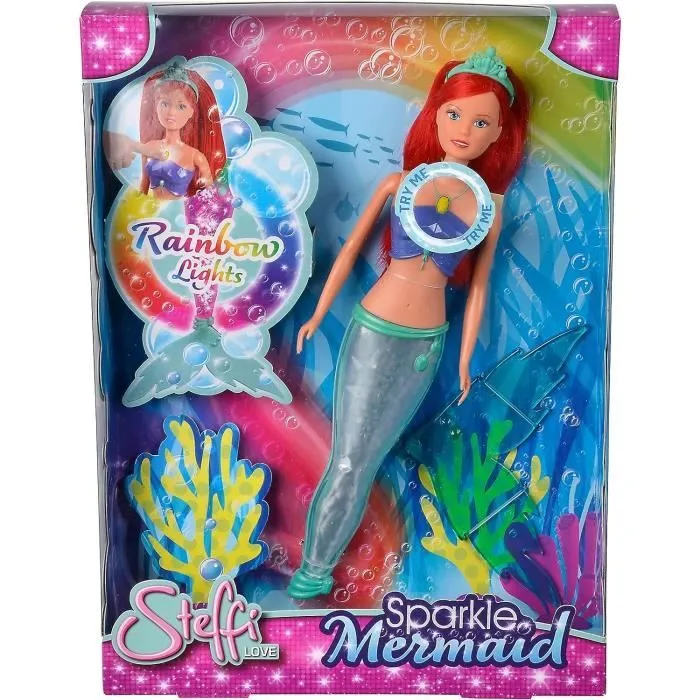 Steffi Love - Sirène luminesue - 29cm - Queue qui change de couleur - Dès 3ans-0