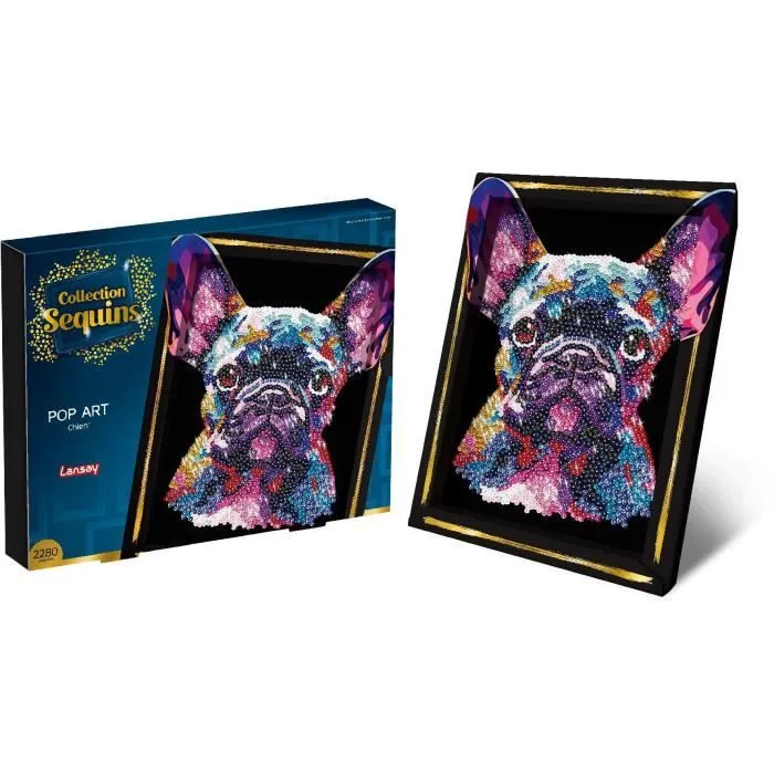 Kit loisir créatif - LANSAY - Collection Sequins - Pop art chien - Dès 14 ans-2