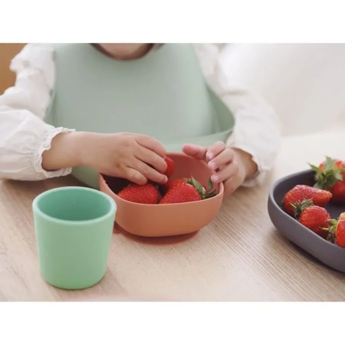 BEABA, Coffret repas bébé, silicone, 4 pièces, mineral-6