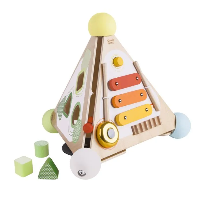 Pyramide cube d'activités en bois - Multicolore - 30 cm - Pour Enfant de 2 ans et plus-1