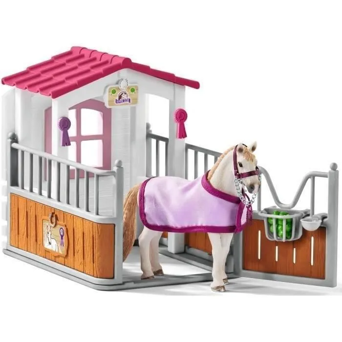 Box avec jument Lusitanienne, coffret schleich avec 12 éléments dont 1 cheval schleich inclus, coffret figurines pour enfants dès 5-7