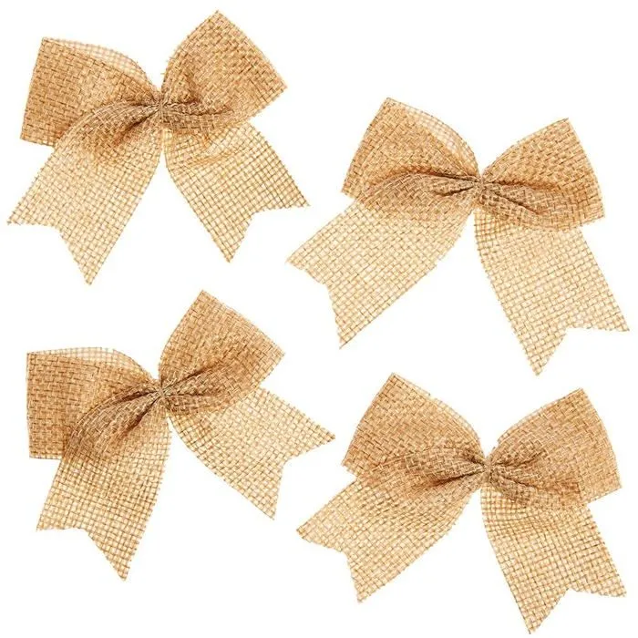 Ruban cadeau - bolduc Baker ross - FX341 - Noeud Toile de Jute - Lot de 24, Decoration Toile de Jute ()-0