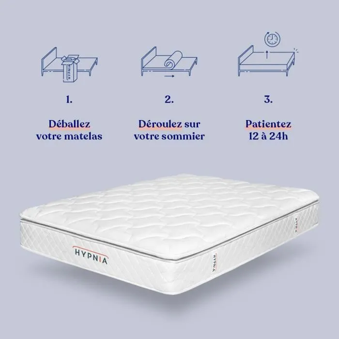 Matelas Hypnia Bien-être Suprême 30 cm - Mémoire de forme et ressorts - 140 x 200 - Accueil souple - Eoko-tex-3