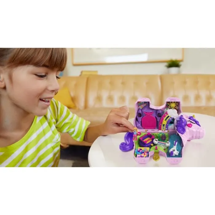 Polly Pocket - Sac Licorne Surprises - Piñata Licorne Féérique + de 25 accessoires-1