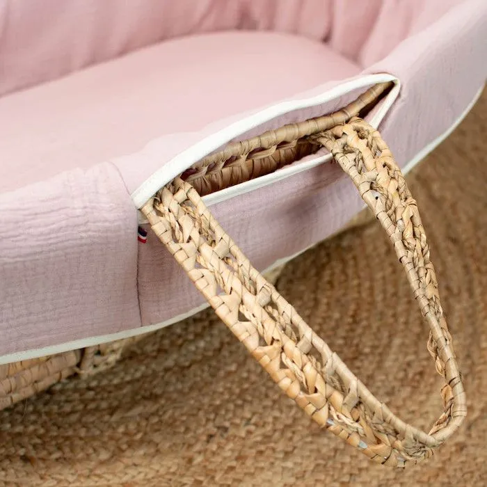 Couffin bébé avec Matelas Habillage et Drap Housse  Rose Taille Unique-2