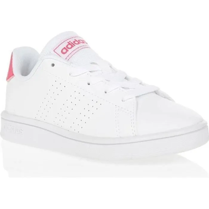 Baskets pour fille ADIDAS Advantage K Blanc/Rose - Tige en matière synthétique souple avec 3 bandes perforées-0