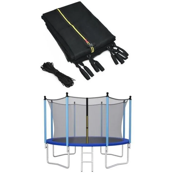 COSTWAY Filet de Sécurité pour Trampoline 427 cm 14FT-8 Poteaux Droits-Fermeture Eclair Double et Boucles de Protection-PE-Extérieur-0