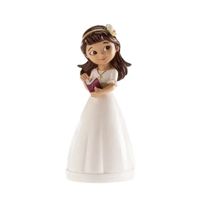 Figurine Communiante - Non spécifié - 13 cm - Diadème en résine - Décoration de gâteau - Enfant Fille-0
