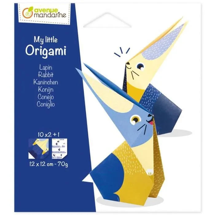 Kit Origami Lapin - Avenue Mandarine - 20 feuilles - Enfant 8 ans et plus - Blanc-0