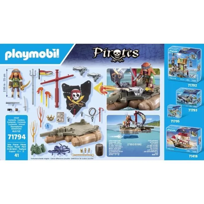 PLAYMOBIL 71794 Pirate avec radeau flottant, canons et trésor, Les pirates, 41 pièces, Dès 4 ans-6