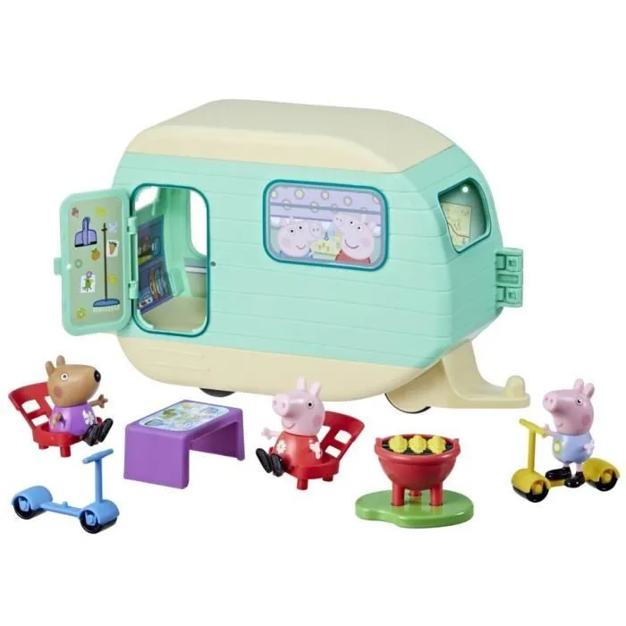 Peppa Pig, La caravane de Peppa avec 3 figurines et 6 accessoires, jouets préscolaires pour filles et garçons, à partir de 3 ans-0