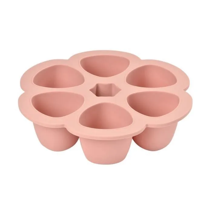 BEABA Multiportions en silicone de qualité premium, résistance thermique, couvercle hermétique, Fabriqué en Italie, 6x150 ml rose-0