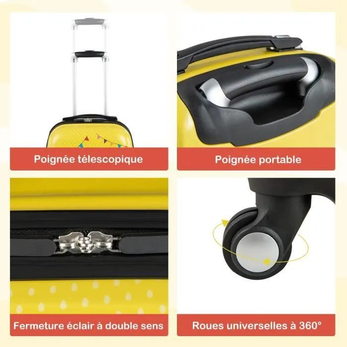 Valise Cabine Enfant - COSTWAY - Lion - Poignée Rétractable - Roues 360° - Étanche-2