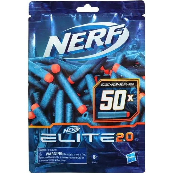 NERF Elite 2.0 Recharge de 50 fléchettes - En mousse NERF Elite 2.0 officielles - compatibles avec les Blasters NERF - Dès 8 ans-0