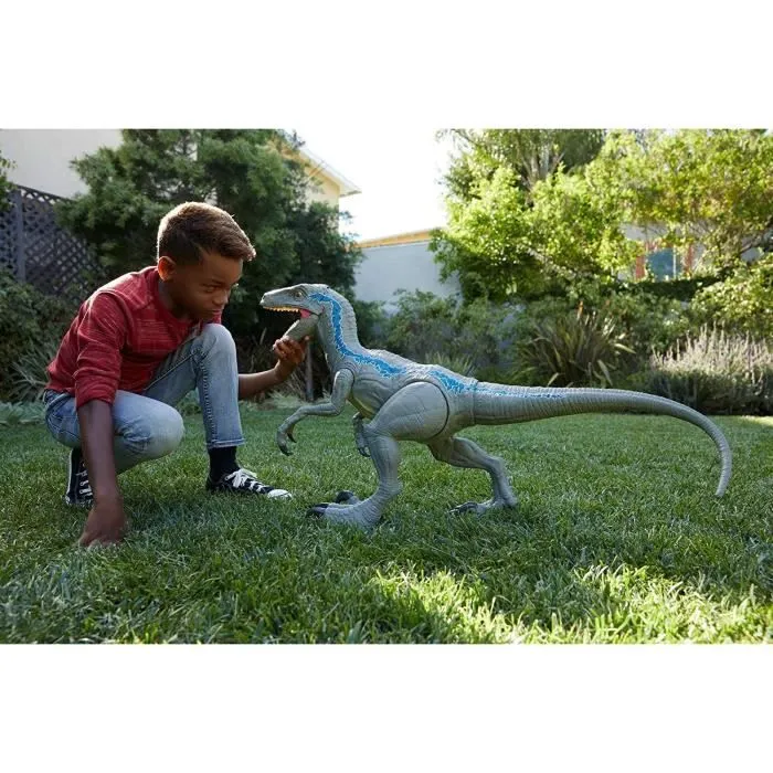 JURASSIC WORLD Figurine dinosaure Super Colossal Vélociraptor Blue 90 cm-2