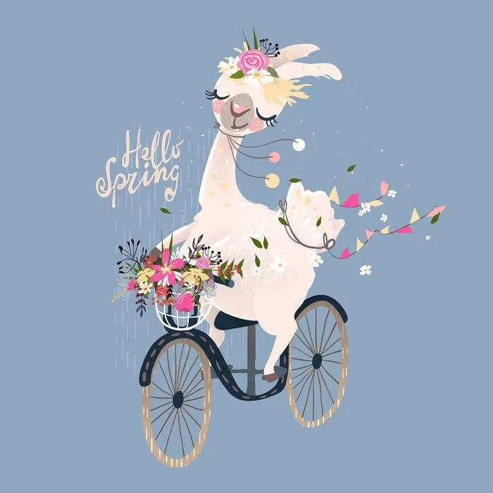 Poster / Affiche carrée Enfants - Lama Hello Spring 3617680327029 - 20x20 cm-1