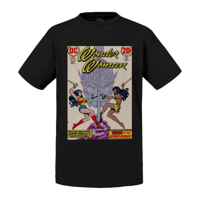 T-shirt Enfant Noir Wonder Woman Bande Dessinee Comics Super Heros-0