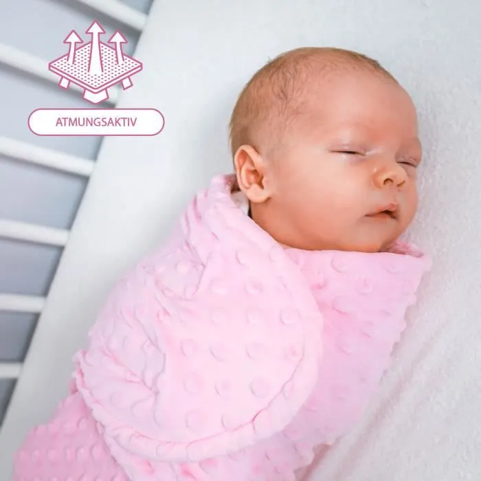 Couverture de puck - TOTSY BABY - Lange bébé 0-3 mois hiver - Minky Rose - Nid d'ange-3