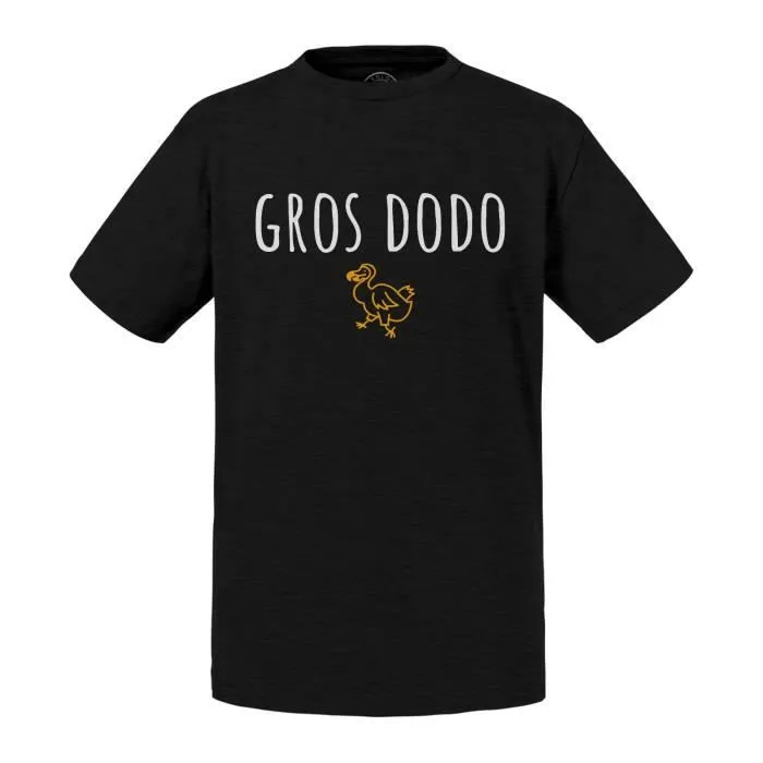 T-shirt Enfant Noir Gros Dodo Blague Humour Animal Insomnie-0