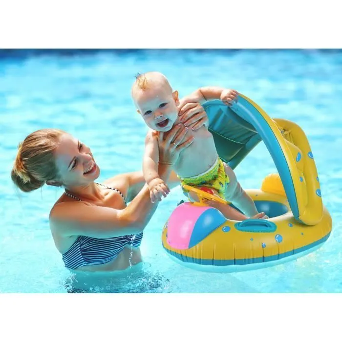 Bouée Bébé gonflable - SUN BABY - sun baby Bouee Bebe - toit pare-soleil amovible - volant rotatif - klaxon-2