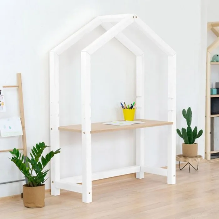 Bureau enfant cabane STOLLY blanc et naturel-1