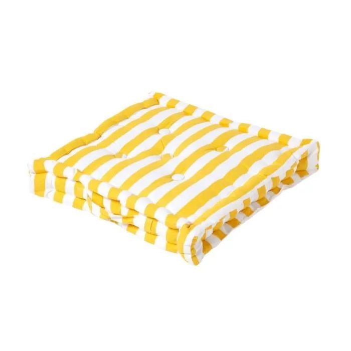 Coussin de sol - Non spécifié - Jaune - 50 x 50 cm - Rayures - Naturel-0