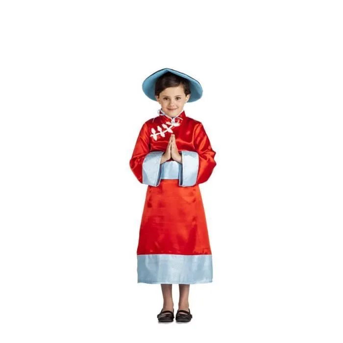 Déguisement de Chinoise - Multicolore - Fille - Robe, ceinture, chapeau - À partir de 3 ans - Intérieur-0