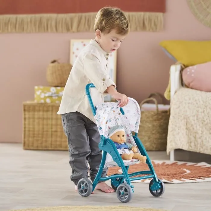 Poussette oursons - COROLLE - Accessoire Poupon 30cm - Bleu - Légère et facile d'utilisation-5