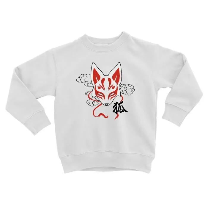 Sweatshirt Enfant - FABULOUS - Kitsune Renard - Manches longues - Col arrondi - Blanc-0