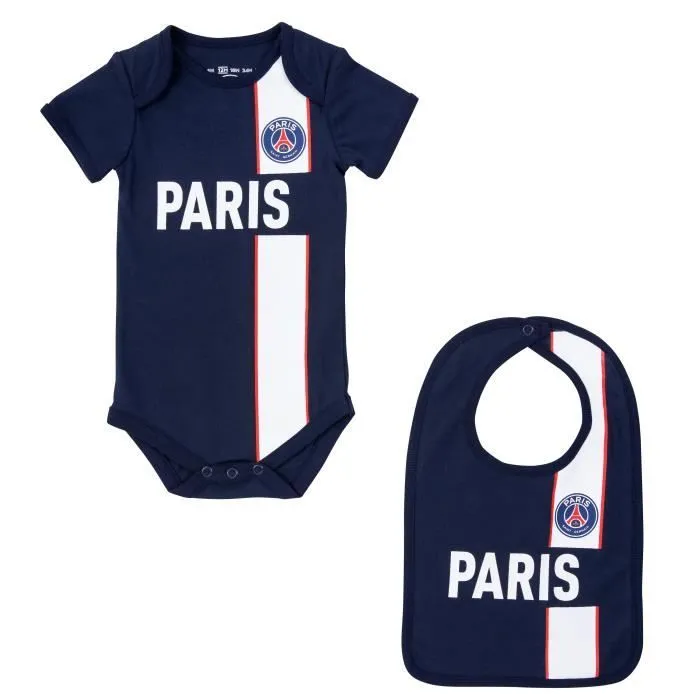 Body + bavoir bébé garçon PSG - Collection officielle PARIS SAINT GERMAIN-0